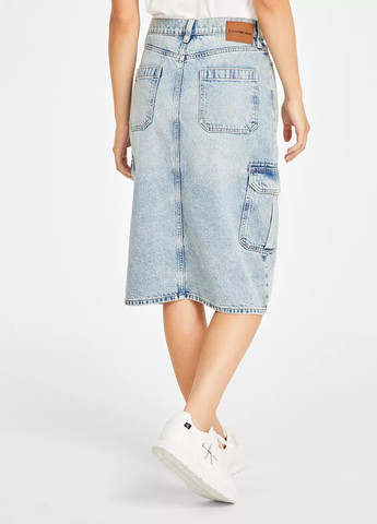 Голубая джинсовая, кэжуал однотонная юбка Calvin Klein карго