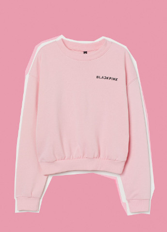 Свитшот H&M - крой рисунок светло-розовый кэжуал - (235745566)