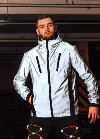 Серебряная демисезонная куртка ветровка рефлектвиный BEZET Illuminate
