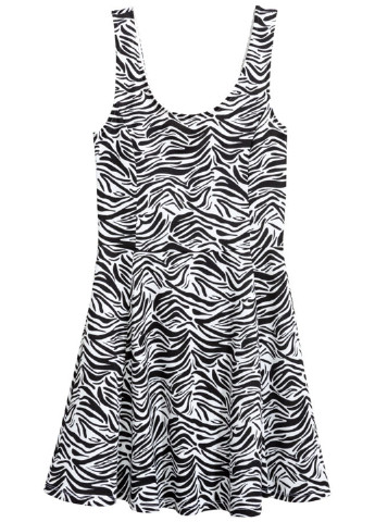 Черно-белое кэжуал платье платье-майка H&M с абстрактным узором