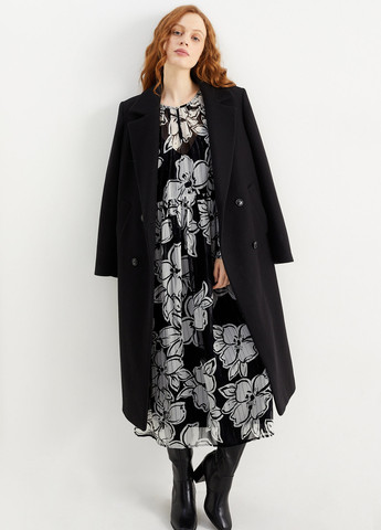 Чорно-білий кежуал сукня оверсайз C&A з квітковим принтом