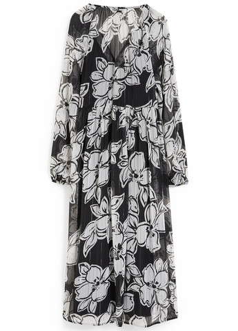 Чорно-білий кежуал сукня оверсайз C&A з квітковим принтом