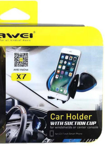Автотримач X7 Car Mobile Holder With Suction Cup Black/Yellow Awei (225785913)