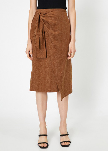 Светло-коричневая кэжуал с геометрическим узором юбка KOTON на запах