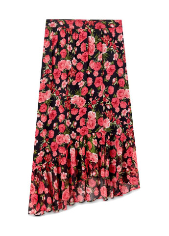 Черная цветочной расцветки юбка Stradivarius