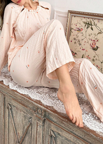 Коралова всесезон піжама (блуза, штани) SHEIN