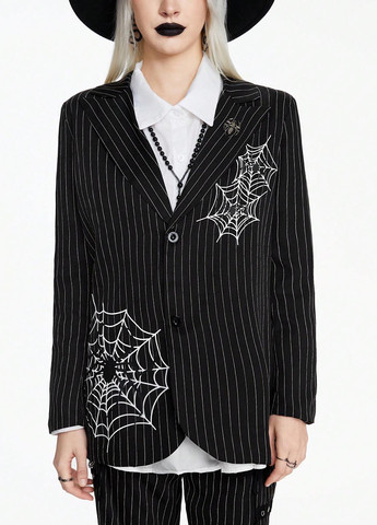 Черный женский жакет SHEIN полосатый - демисезонный