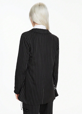 Черный женский жакет SHEIN полосатый - демисезонный