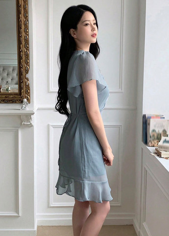 Серое кэжуал платье а-силуэт SHEIN однотонное