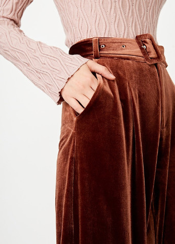 Темно-коричневые кэжуал демисезонные палаццо брюки Only