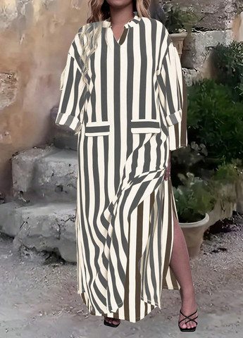 Сіра кежуал сукня а-силует SHEIN в смужку