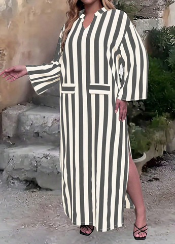 Сіра кежуал сукня а-силует SHEIN в смужку