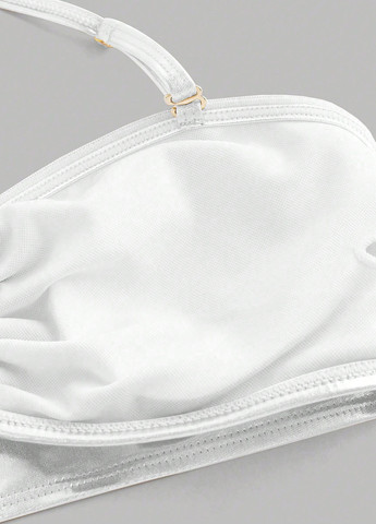 Білий демісезонний купальник (ліф, трусики) халтер, роздільний SHEIN