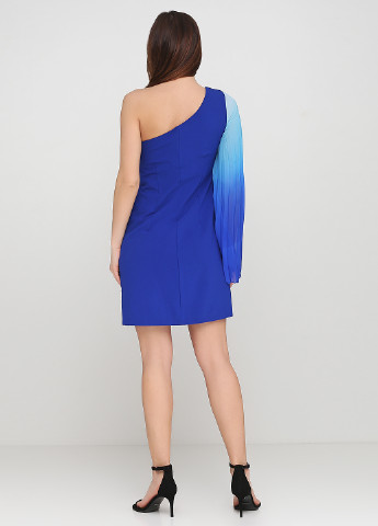 Синее коктейльное платье с открытыми плечами Rinascimento однотонное