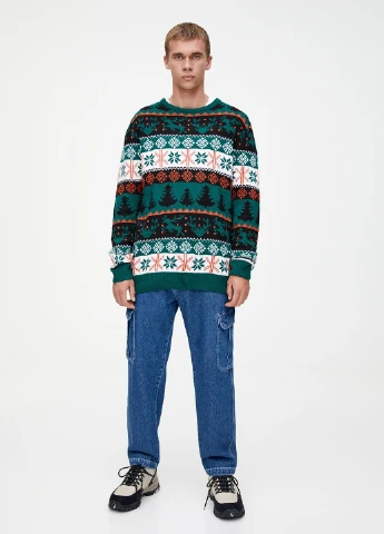 Темно-зелений демісезонний джемпер джемпер Pull & Bear