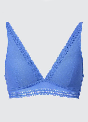 Тёмно-голубой триэнджел бюстгальтер Uniqlo без косточек нейлон, кружево