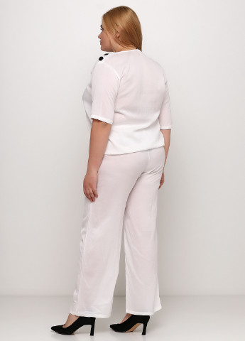 Костюм (блуза, брюки) JUVINATION брючный однотонный белый кэжуал вискоза