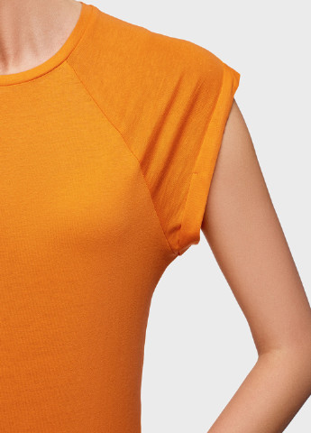 Оранжевая летняя футболка с длинным рукавом Oodji