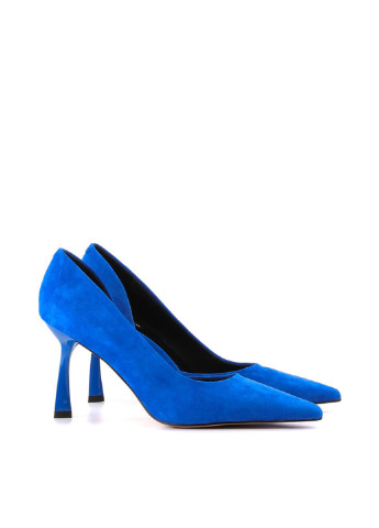 Светло-синие женские кэжуал туфли на высоком каблуке украинские - фото