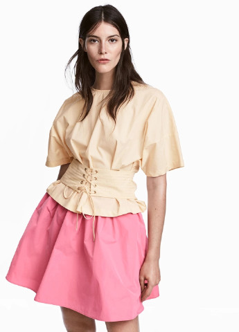 Розовая кэжуал однотонная юбка H&M колокол