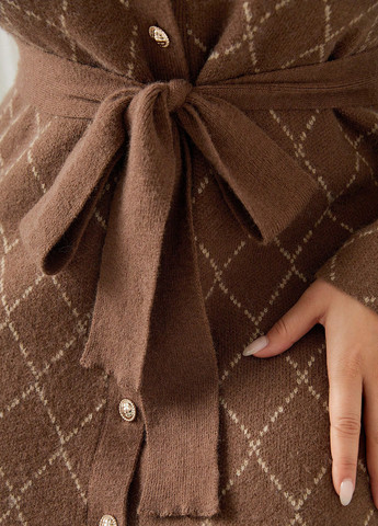 Коричнева кежуал сукня сукня светр SHEIN з геометричним візерунком