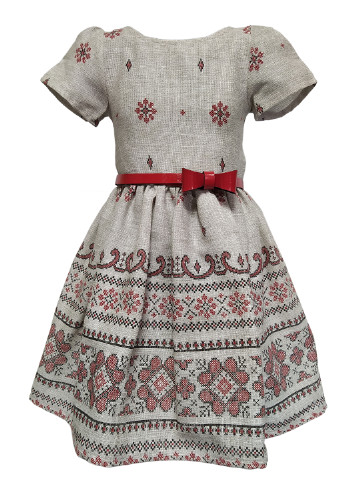 Серое кэжуал платье Ласточка с орнаментом