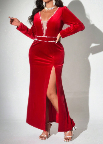 Червона вечірня сукня годе SHEIN однотонна