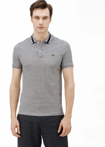 Серая футболка-поло для мужчин Lacoste меланжевая