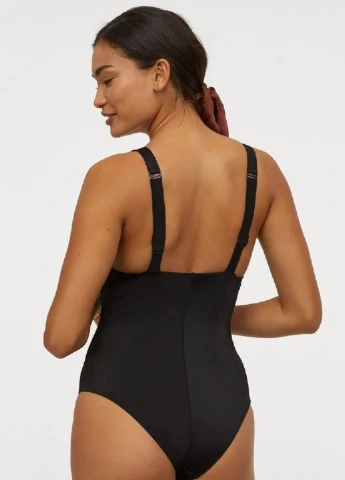 Черный летний купальник слитный H&M+