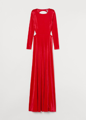 Красное вечернее платье с открытой спиной H&M однотонное