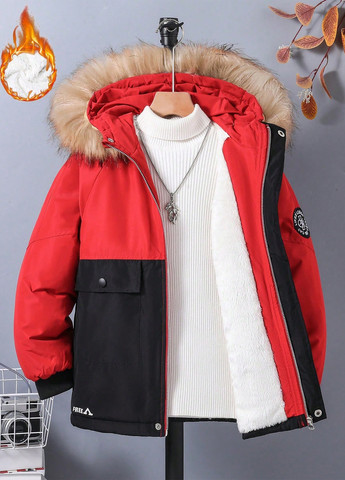 Помаранчево-червона зимня куртка SHEIN