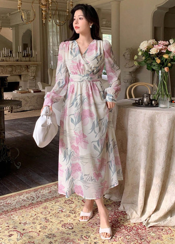 Білий кежуал сукня на запах SHEIN з квітковим принтом