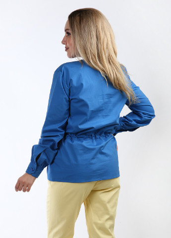 Синяя кэжуал рубашка однотонная Stefanel