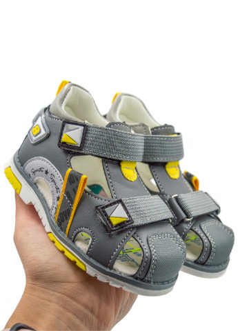 Серые кэжуал сандалии детские для мальчика Kimbo-O на липучке