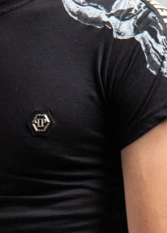 Черная черная футболка plein tm Philipp Plein