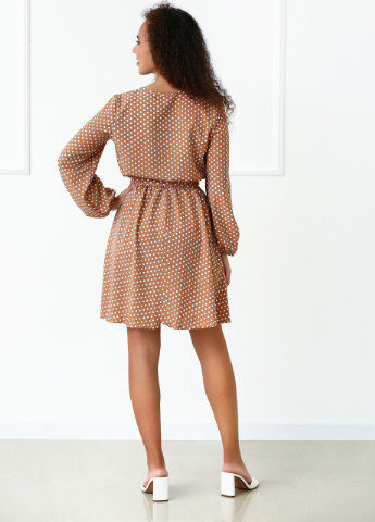Бежева кежуал сукня Fashion Girl в горошок