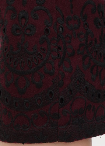 Бордовая кэжуал с рисунком юбка No Brand а-силуэта (трапеция)