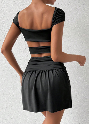 Черное кэжуал платье SHEIN однотонное