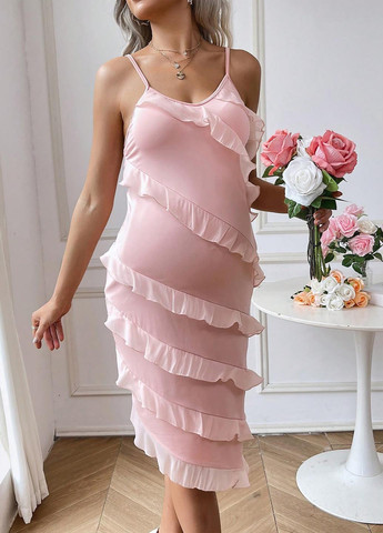 Светло-розовое коктейльное платье для беременных платье-комбинация, силуэтная, с открытой спиной SHEIN однотонное