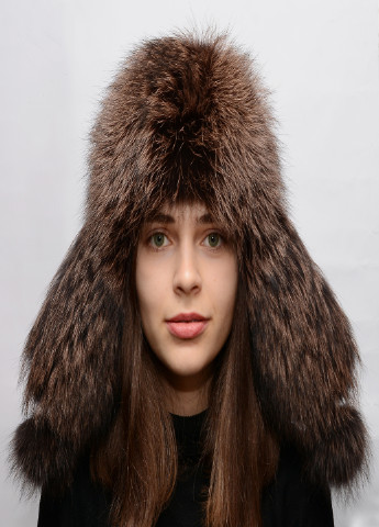 Жіноча хутряна шапка вушанка з чорнобурки Меховой Стиль ушанка (212020594)
