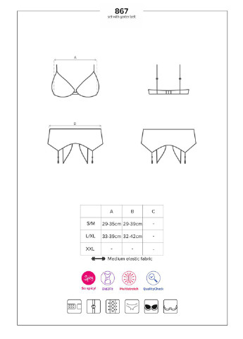 Чорний демісезонний комплект білизни (ліф, пояс) Obsessive