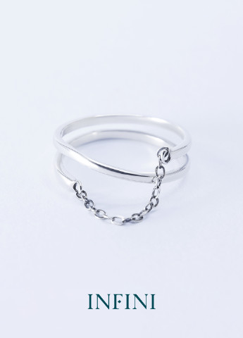 Кольцо серебряное Infini двойное с цепочкой (250570270)