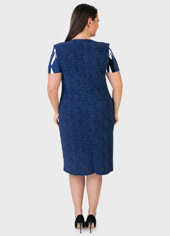 Синее кэжуал платье трикотажное синее art 00021 BABOCHKA XL Collection с абстрактным узором