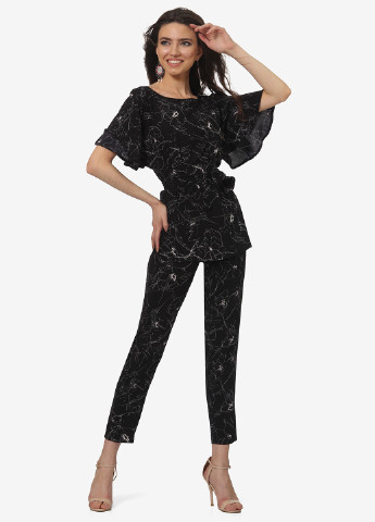 Чорний демісезонний комплект (блуза, штани) Lila Kass