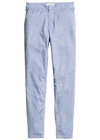 Голубые кэжуал демисезонные прямые брюки H&M