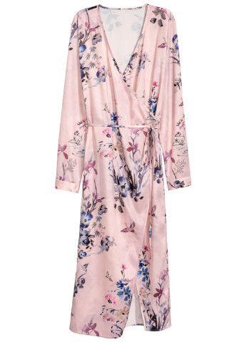 Розовое кэжуал платье с длинным рукавом H&M