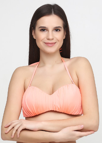 Купальный лиф H&M бикини однотонный персиковый пляжный