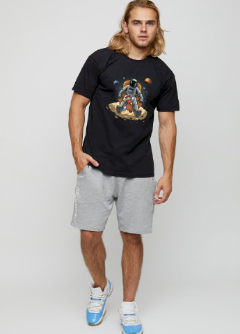 Чорна футболка чоловіча basic /air print/ YAPPI