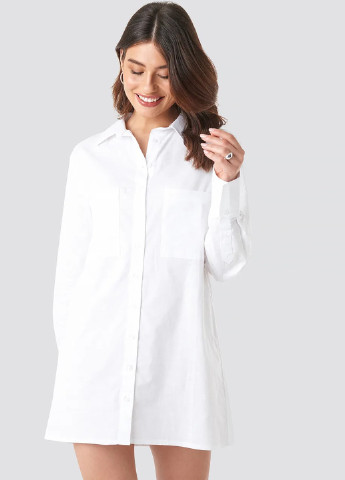 Белое кэжуал платье рубашка NA-KD однотонное