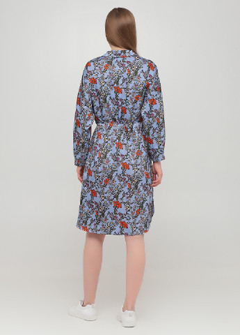 Светло-синее кэжуал платье рубашка Sisters Point с цветочным принтом